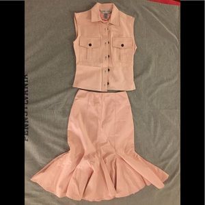 Vintage Pink Denim Vest/Skirt set